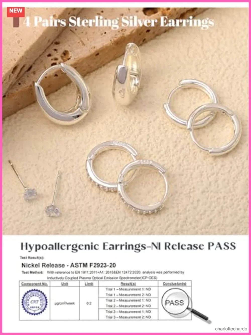 Sterling Silver Earring Set 4 Pair Hoop Stud Cubic Zirconia Hypoallergenic Gift